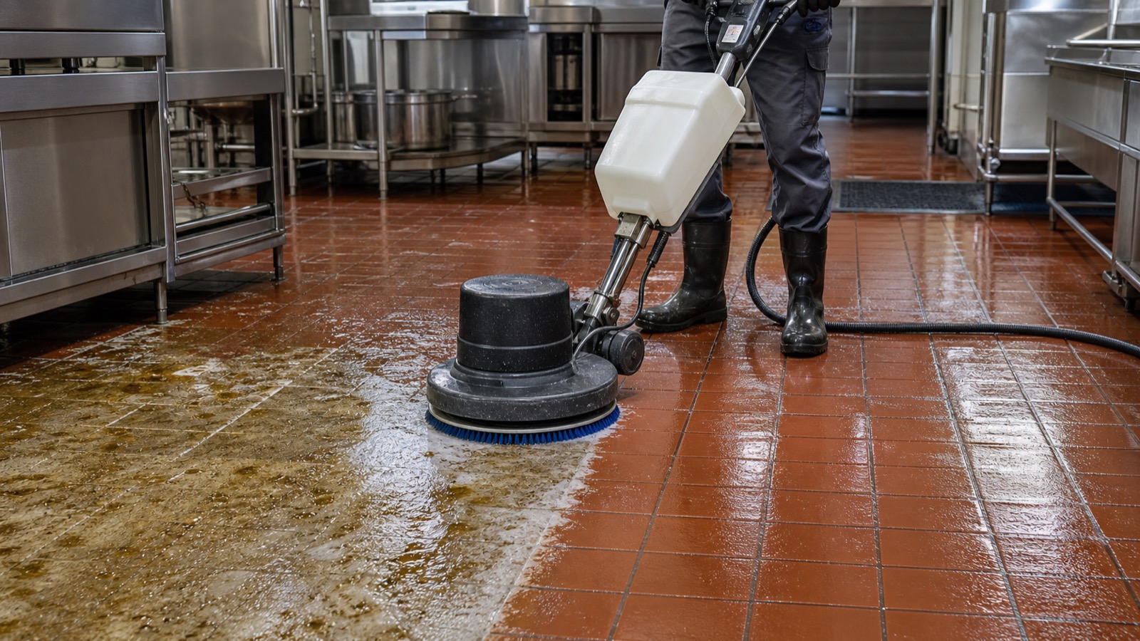 Commercial floor degreasing service by All Clean Solutions