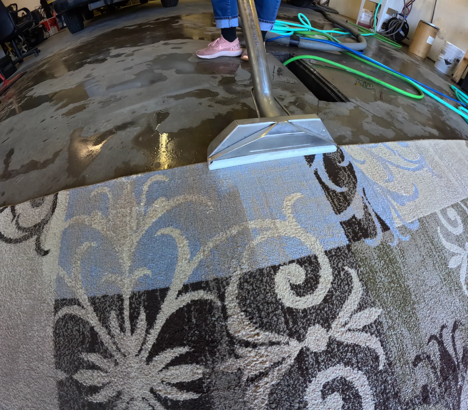 All Clean Solutions carpet extraction cleaning in Bismarck ND showing visible soil removal