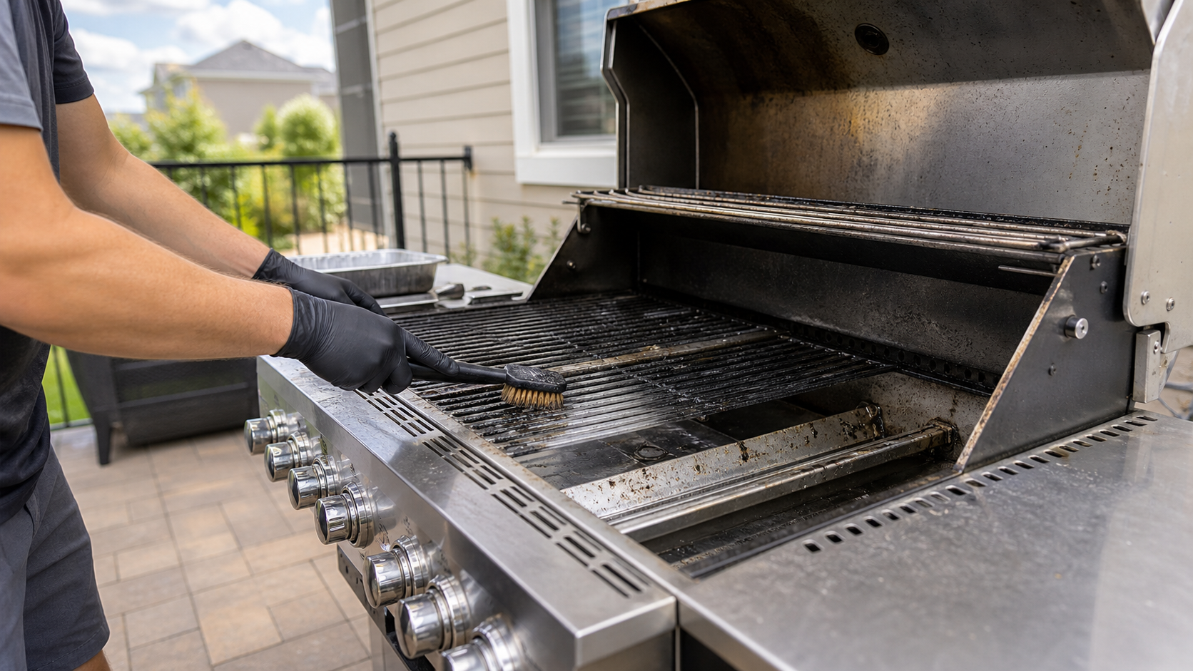 Professional grill cleaning service illustration for All Clean Solutions in Bismarck and Mandan